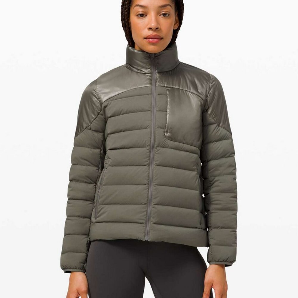 Lululemon Navigation Stretch Down Jacket in Gray Sage Size 8